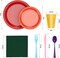 Exquisite 350 Pcs Plastic Plates for Party – Disposable Plates Set – 50 Each of 9" Dinner Plates, 7" Dessert Plates, Plastic Cups, Napkins & Plastic Cutlery – Plastic Dinnerware by Party Solids
